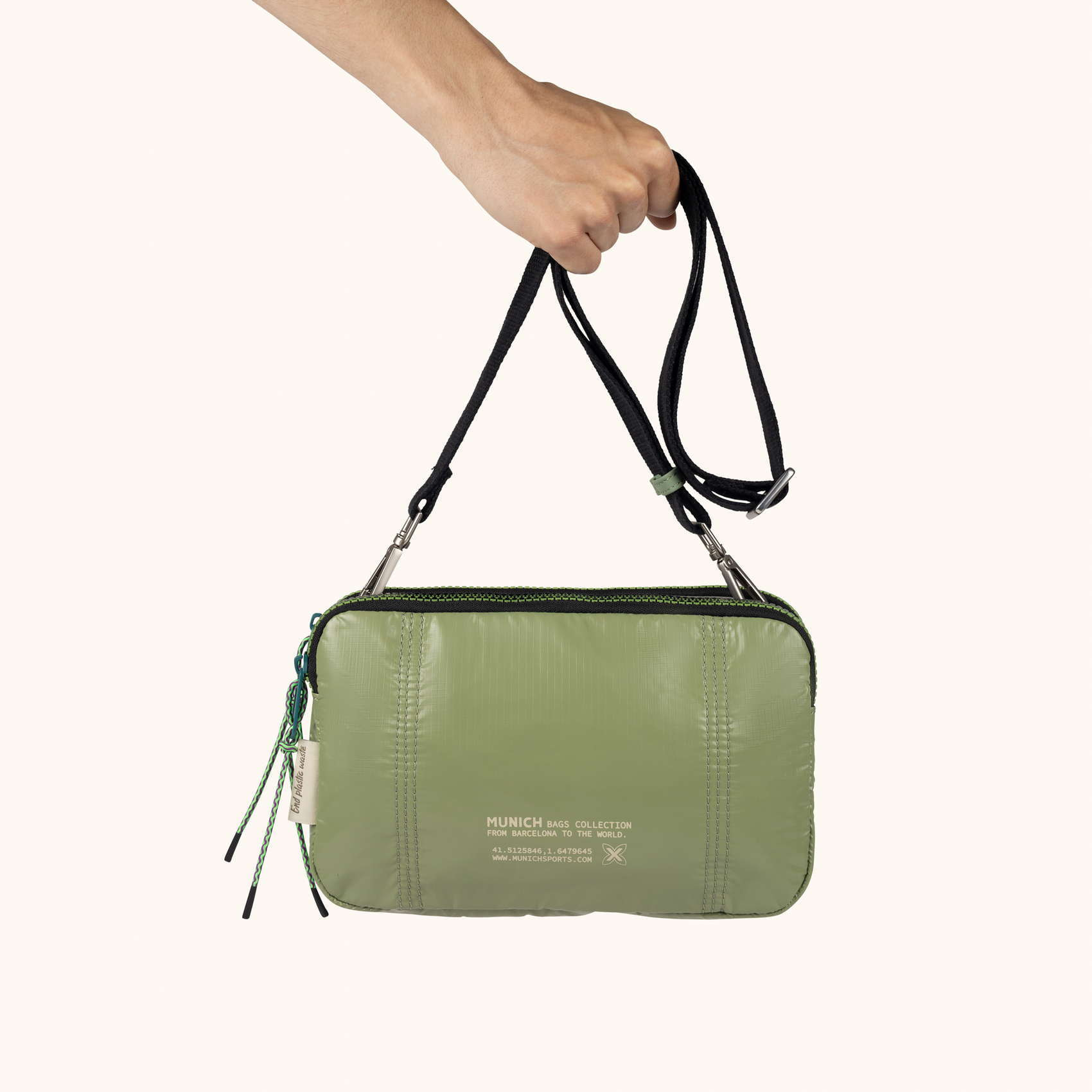 Bolso Bandolera Doble en Poliamida Reciclada DEEP RECYCLED CROSSBODY DOUBLE KHAKI