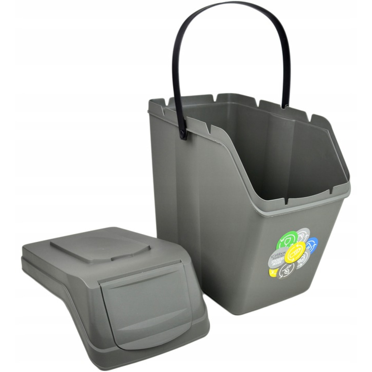 Juego de 5 cubos de reciclaje 125L Prosperplast Sortibox, gris