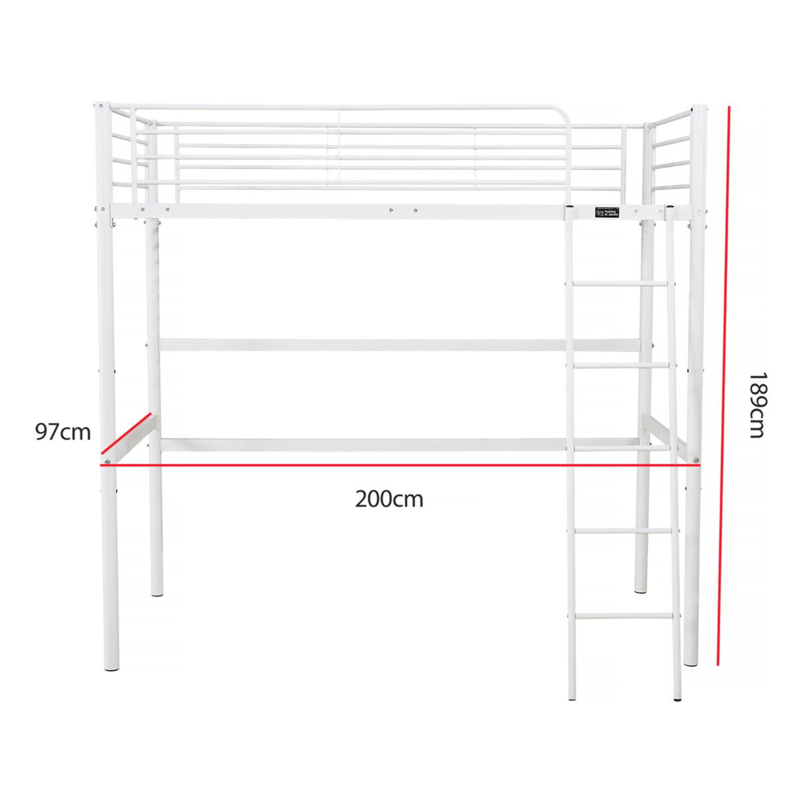 Lit mezzanine "Alora" - 90 x 190 cm - Blanc