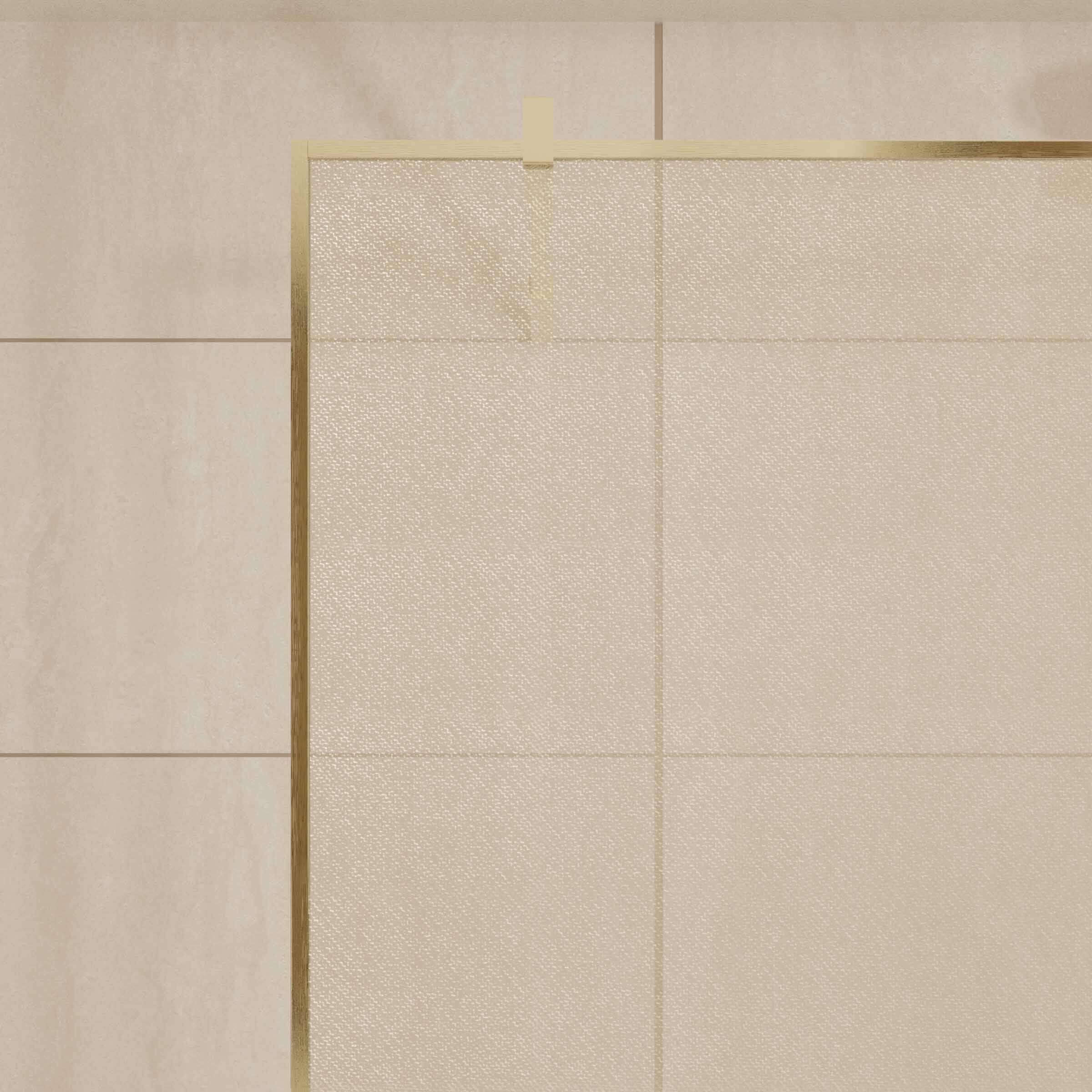 Paroi de douche 120x200cm - Verre feuilleté avec tissu doré - Encadrement Or Doré Brossé - COUTURE
