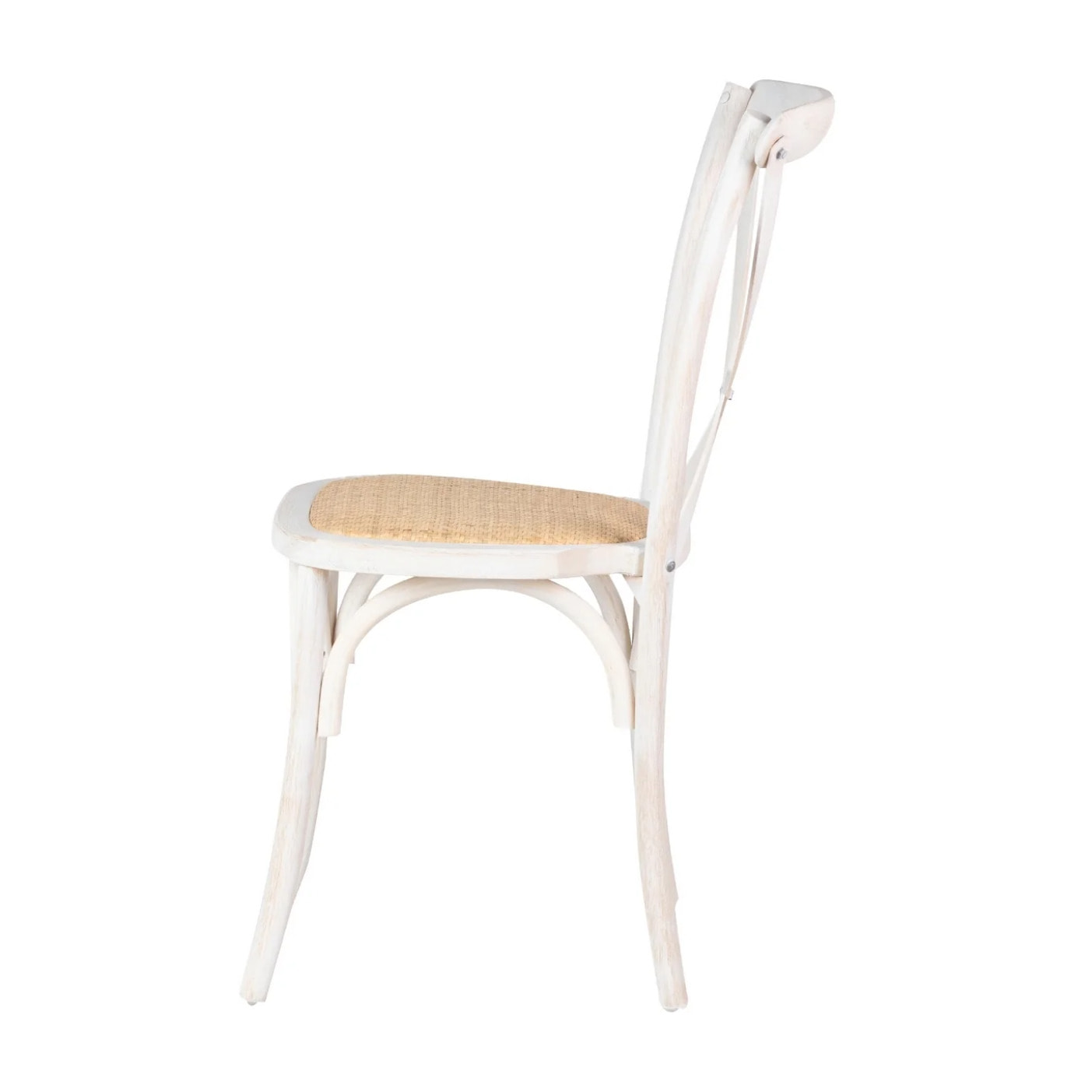 Silla Apilable Ratan Madera Blanca 44x42x88 Cm