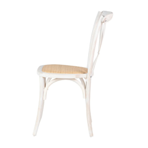 Silla Apilable Ratan Madera Blanca 44x42x88 Cm