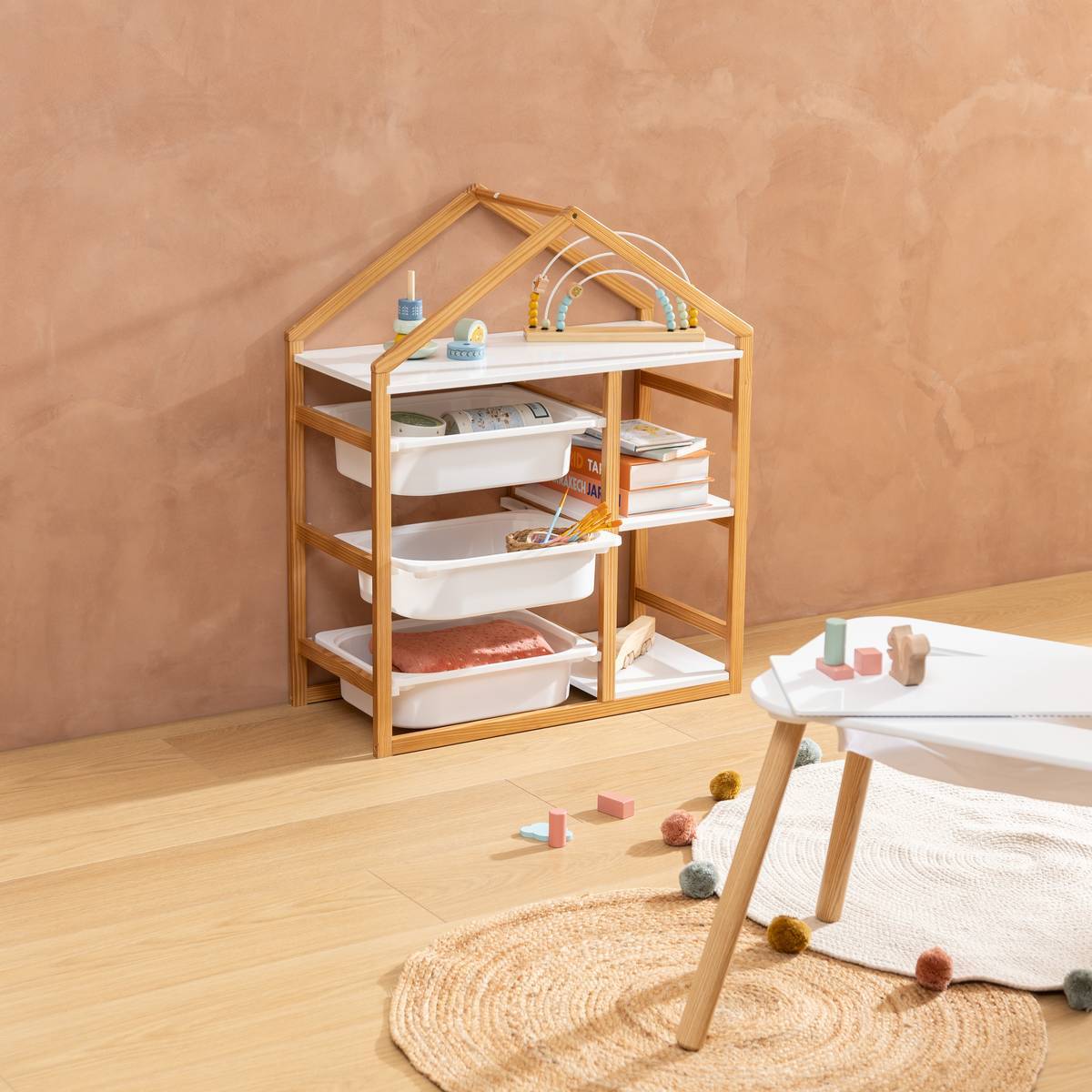 Bibliothèque 3 étagères Bako blanc 68x82cm
