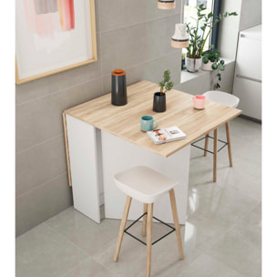 Mesa extensible lys 30-140 cm roble/blanco