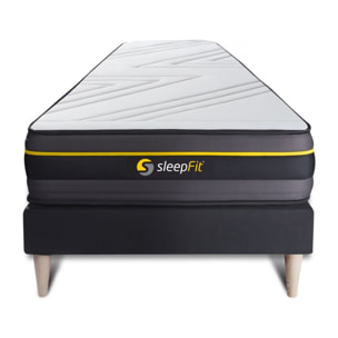 Ensemble Matelas Sommier 90x200 cm - Sommier Noir (en kit) - Active