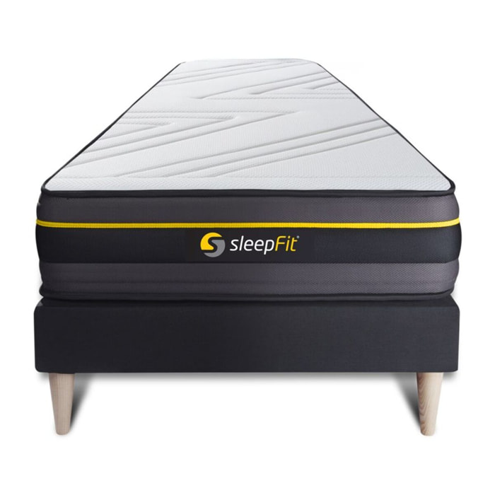Ensemble Matelas Sommier 90x200 cm - Sommier Noir (en kit) - Active