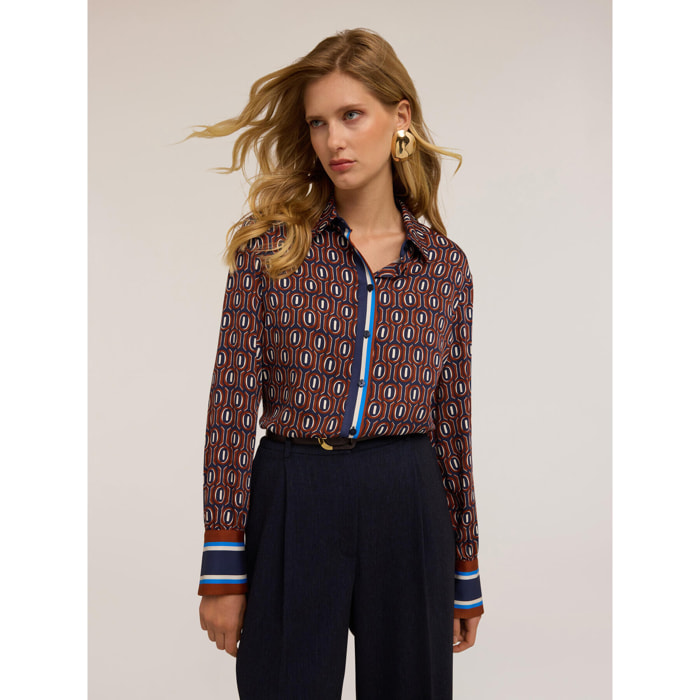 Motivi - Camisa de satén con estampado geométrico - Burgundy