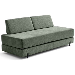 Brescia - banquette 3 places convertible en tissu velours relief - Vert