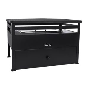 Barbacoa de etanol 1.5L acero rojo y plancha rectangular de hierro BB02 PURLINE