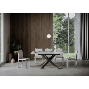 Table Ganty Dessus Spatule Blanc bande de chante Spatule Blanc 90x120 + 60 cadre Anthracite