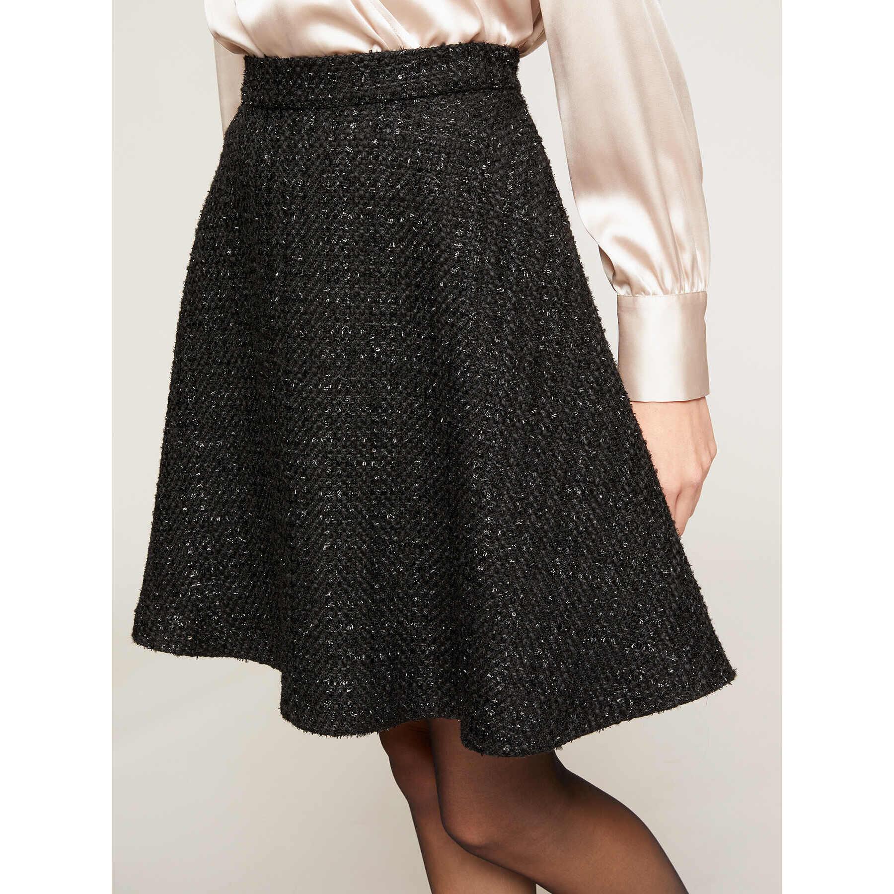 Motivi - Minifalda circular en tweed lúrex - Negro