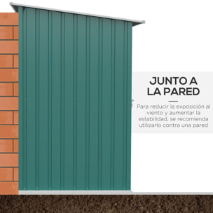 Caseta de Jardín 0,92 m² 100x103x160 cm Cobertizo Exterior de Acero Galvanizado con Puerta Cerradura y Techo Inclinado para Almacenamiento de Herramientas Verde