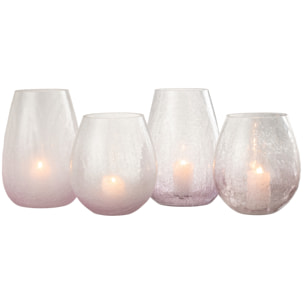 J-Line bougeoir Forme Oeuf Craquele - verre - mauve - large - 2 pcs