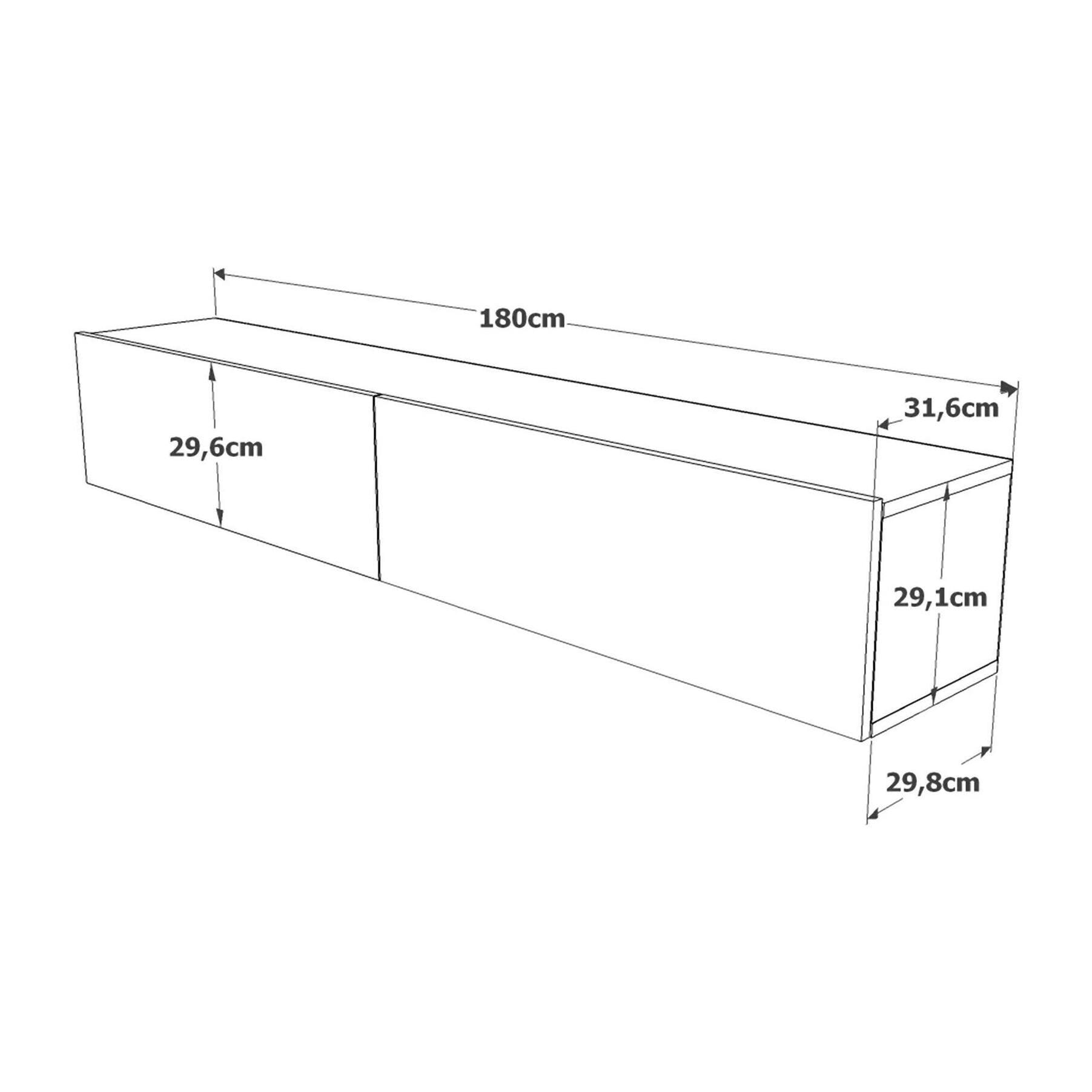 Mobile porta TV Dpirche, Credenza da soggiorno, Armadio basso per TV, Base parete attrezzata, 180x32h30 cm, Quercia