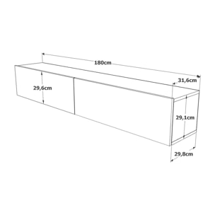 Mobile porta TV Dpirche, Credenza da soggiorno, Armadio basso per TV, Base parete attrezzata, 180x32h30 cm, Quercia