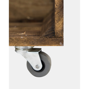 Caja grande de madera maciza en tono roble oscuro con Ruedas Horizontal 49x31x30cm Alto: 31 Largo: 49 Ancho: 29.5