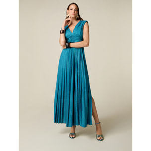 Oltre - Vestito lungo in jersey lurex - Azzurro