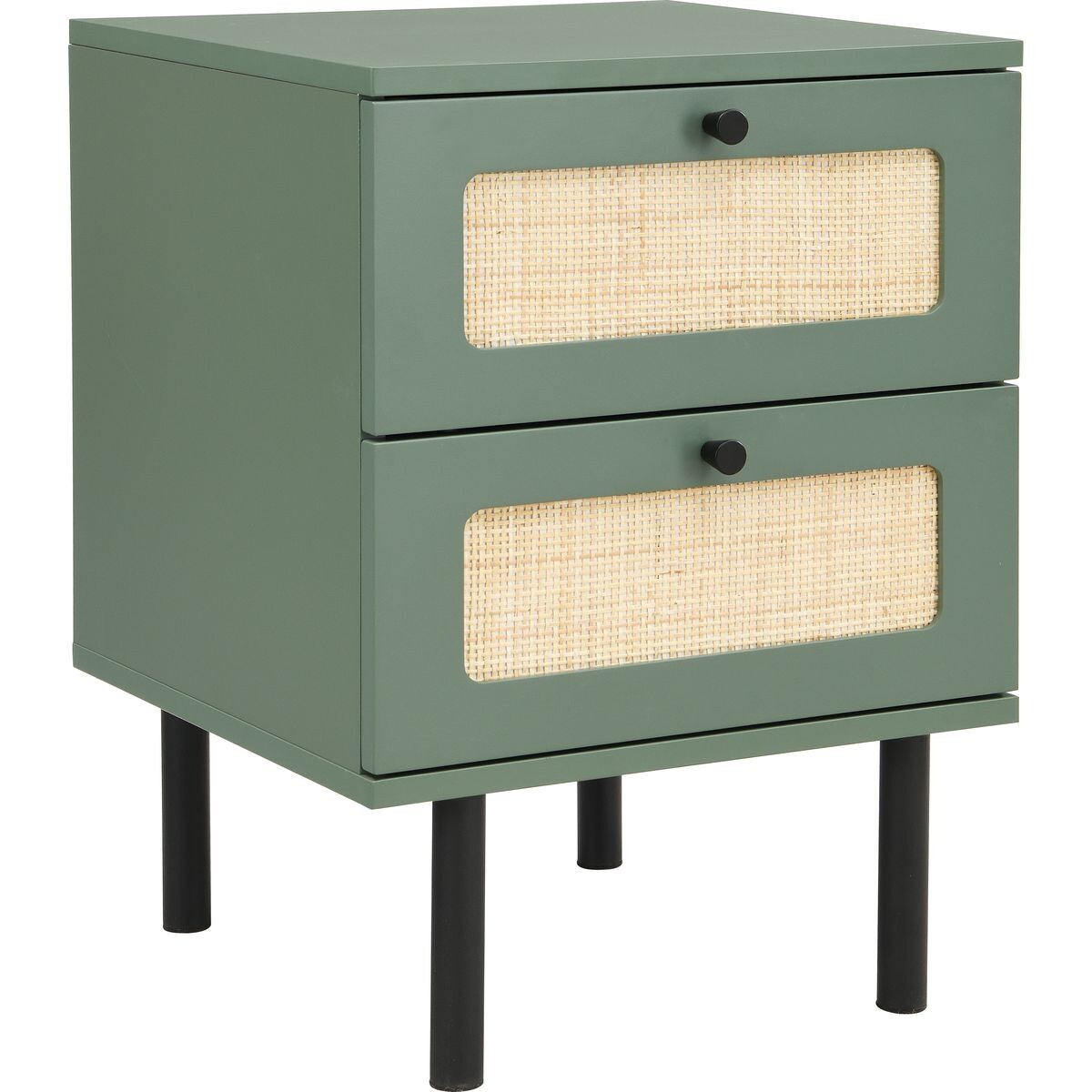 Table de chevet 2 tiroirs en cannage - LUMA