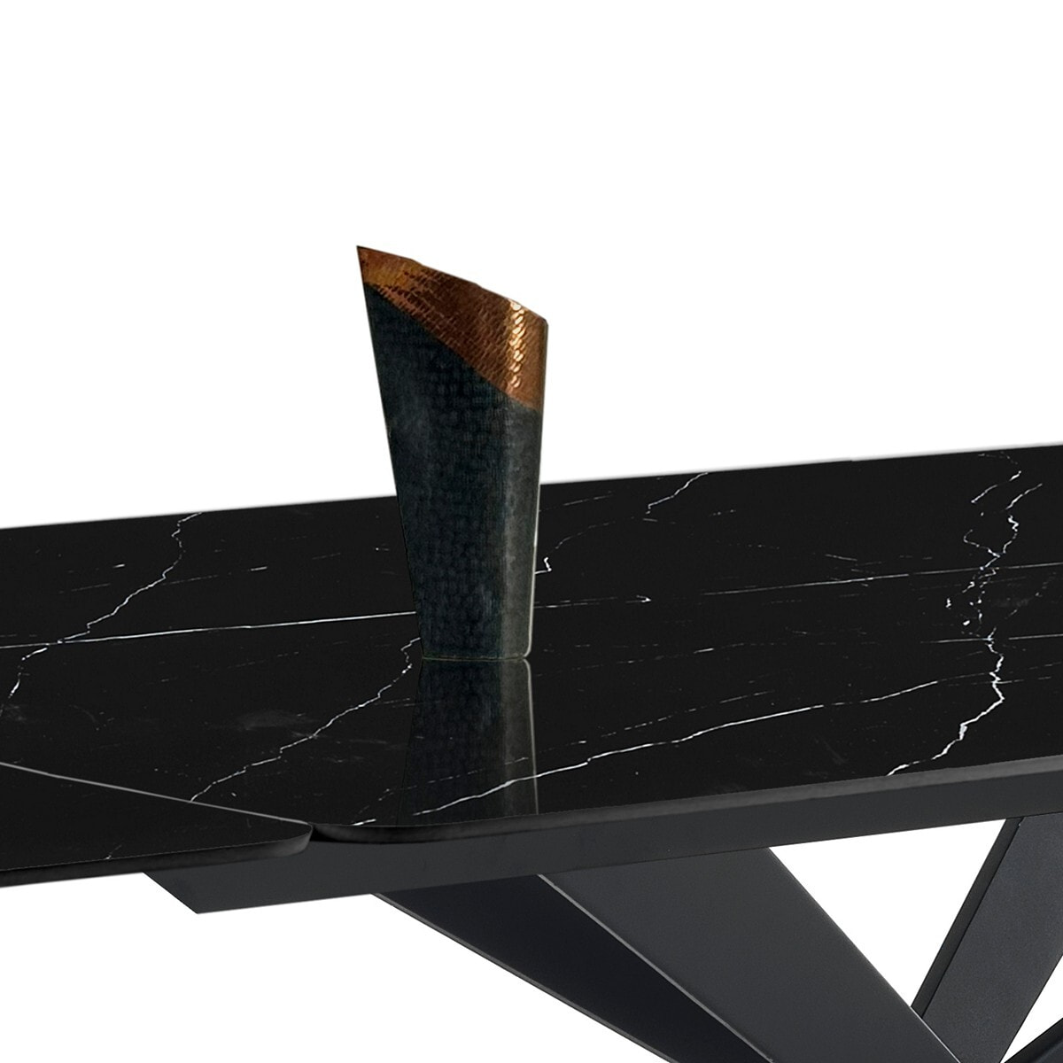 Tomasucci Table ovale extensible GEMY 160 en marbre noir - NOIR