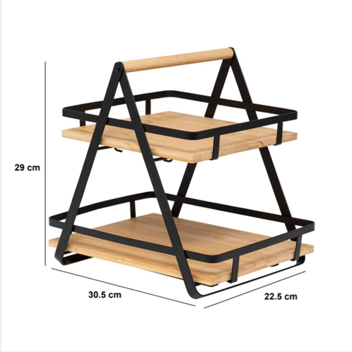 Étagère "Ordera" 2 niveaux avec anse en bambou noir