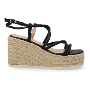 Sandalias de cuña de yute para mujer, comodas y elegantes diseño moderno con tiras cruzadas