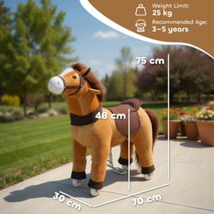 Porteur cheval pour enfant +36 moisà roulettes repose-pieds poignées marron