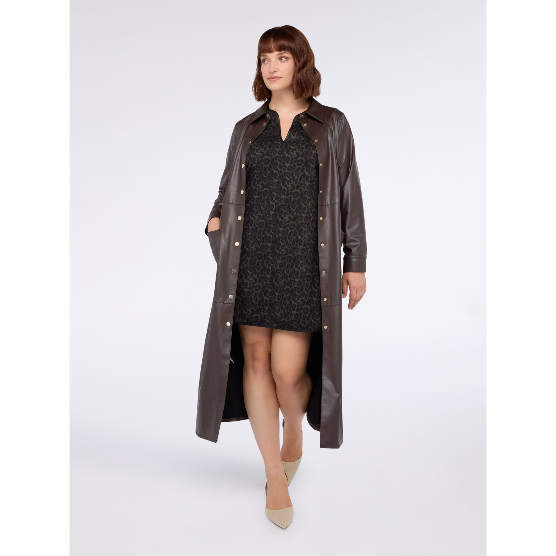 Fiorella Rubino - Vestido camisero largo con cinturón - Marrón