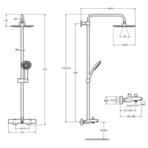 Colonne bain douche thermotastique July+ chromé