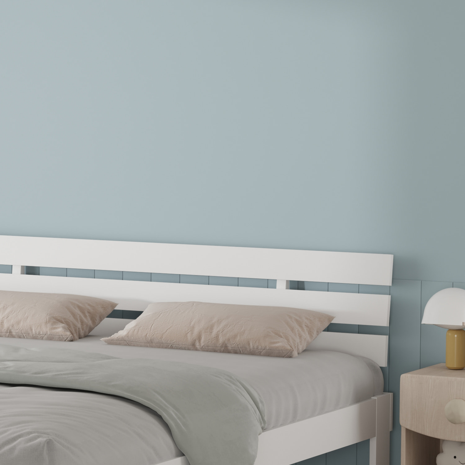 Lit en bois avec tête de lit 160x200cm blanc FINN