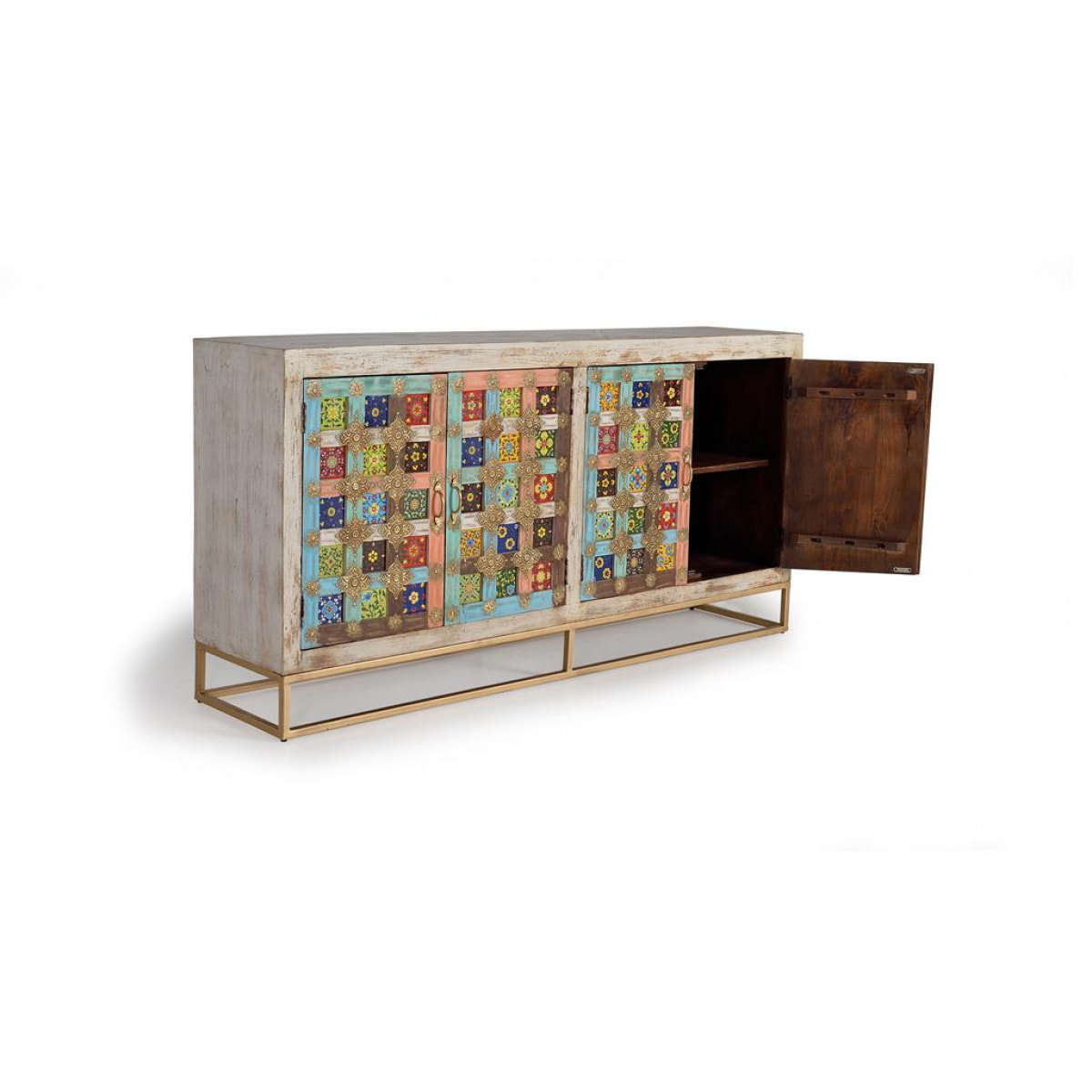 Aparador - Madera de Mango y Metal - 180x40x90cm