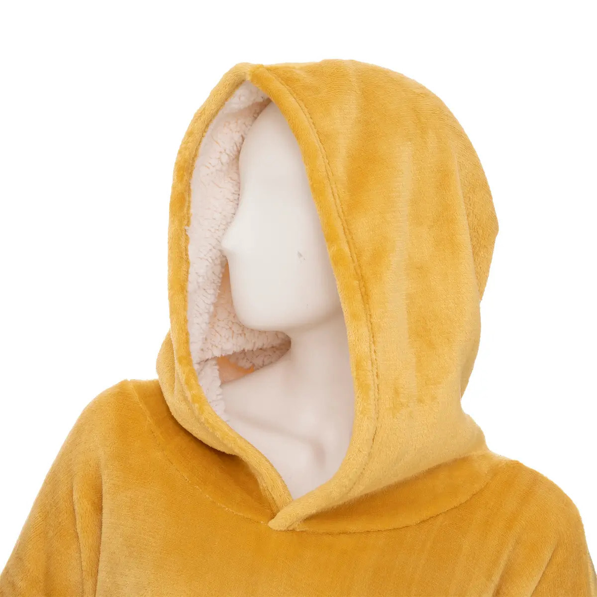 Plaid sweatshirt à capuche jaune moutarde L-XL