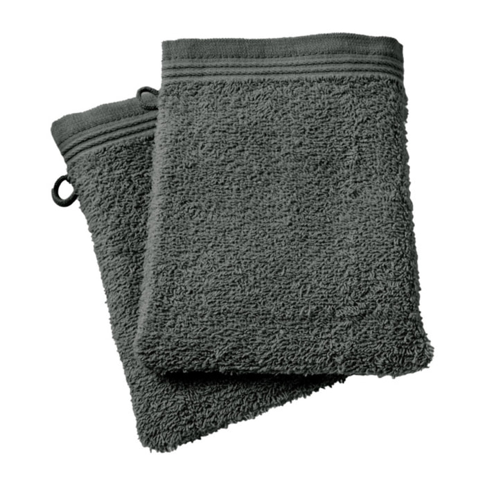 Lot de 2 gants de toilette "Spa" 15 x 21 cm / 400 gr/m² - Couleur: "Spa" Ardoise