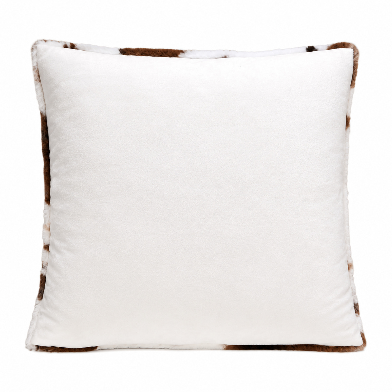 Coussin garni à motif peau de vache et dos en velours - Marron Foncé
