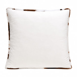 Coussin garni à motif peau de vache et dos en velours - Marron Foncé