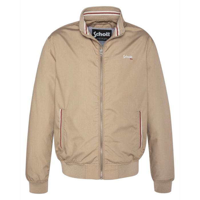 KENTON ZIPPERED SHORT JACKET WITH  JERSEY LINING AND STRIPED RIBS 65% POLYESTER 35% COTTON Beige