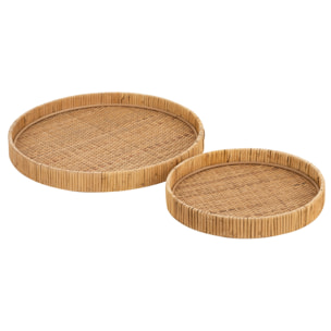 J-Line plateau Rond - jute - naturel - set de 2