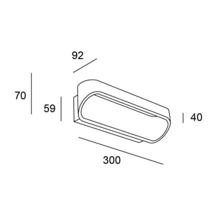 LEDS C4 Oval Aplique interiro empotrado a la pared  con luz blanco caldido 3000k color aluminio satinado