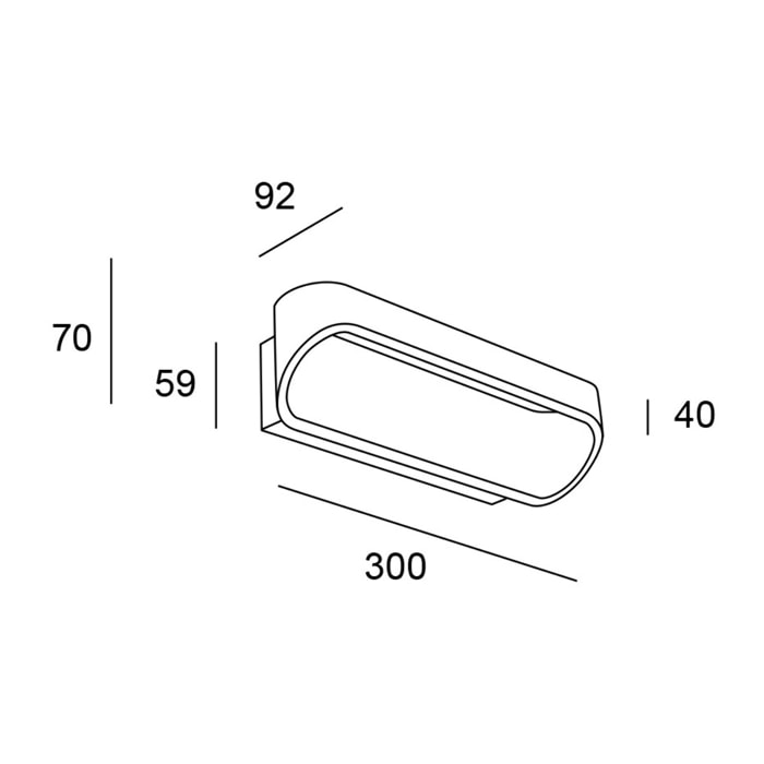 LEDS C4 Oval Aplique interiro empotrado a la pared  con luz blanco caldido 3000k color aluminio satinado