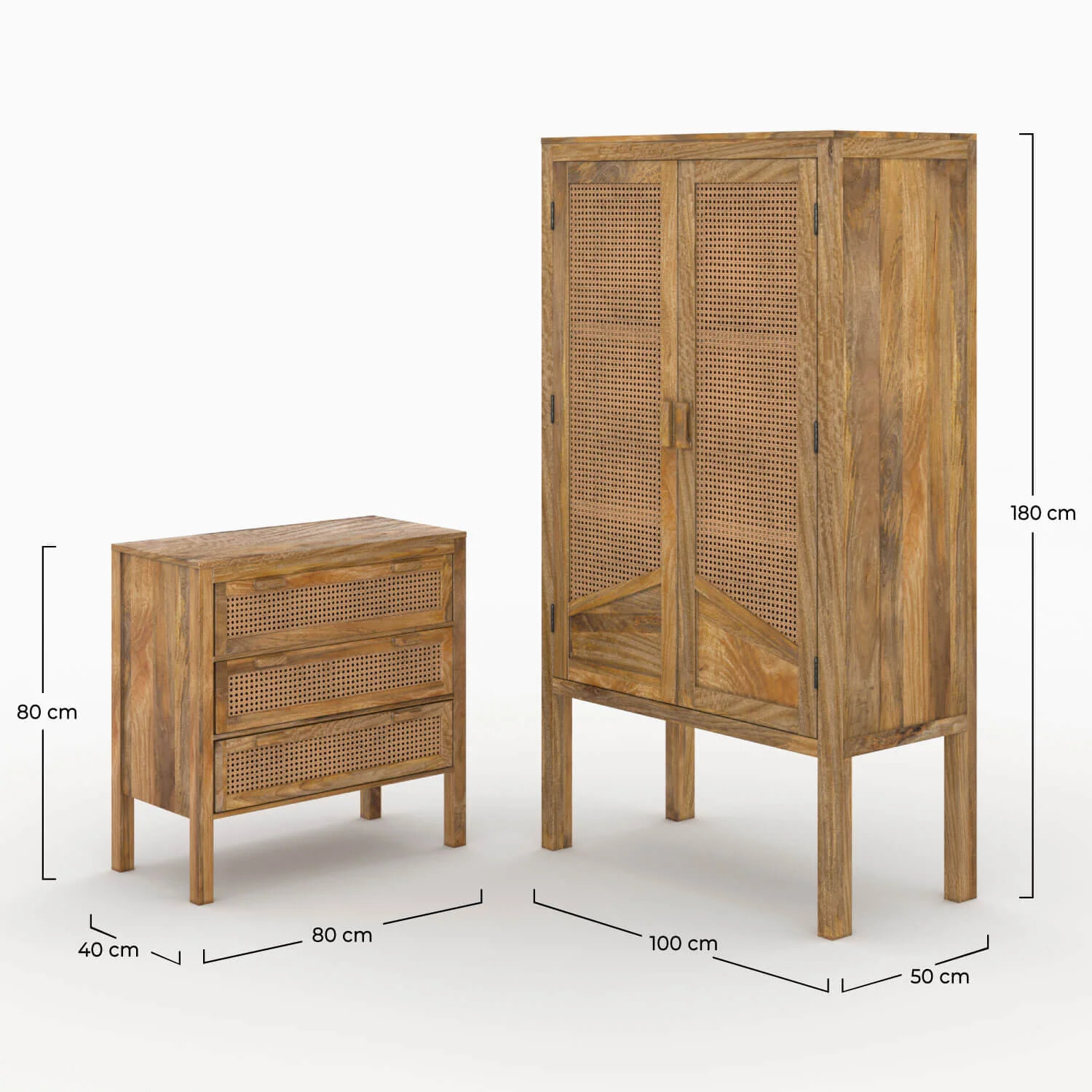 Ensemble commode et armoire en bois - Tiki