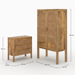 Ensemble commode et armoire en bois - Tiki
