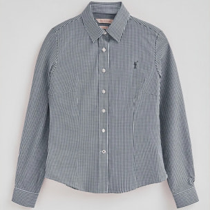 Camisa de cuadros vichy azul marino con logo Rigby Go