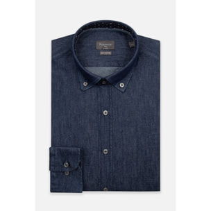 camicia uomo 1 bottone button down slim Jeans Unito Blu