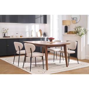 Chaises en tissu effet velours texturé gris et métal noir (lot de 2) BREKA