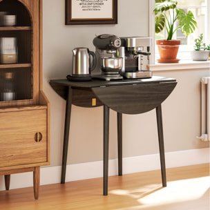 Table ronde de salle à manger cuisine pliable 2 abattants Ø 89 cm bois de pin gris