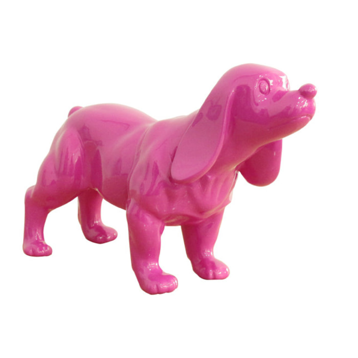 Statuette chien cocker en résine peinture rose laquée H25cm - KUTYA