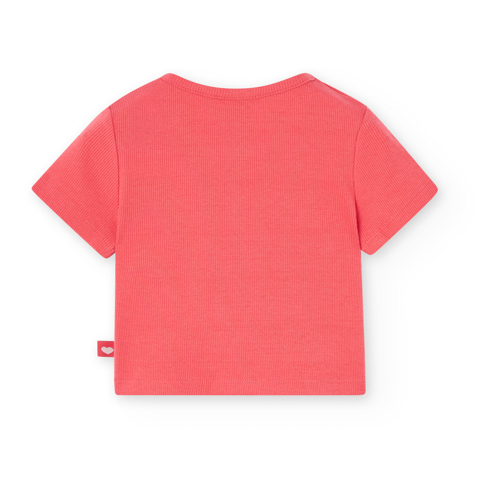 Camiseta niÃ±a, canalÃ© lisa, mangas cortas, rojo