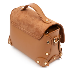 Barrali Bolso bandolera Mujer. Piel auténtica Gamuza y Ruga.