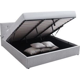 Lit coffre avec tête de lit en tissu - TINA