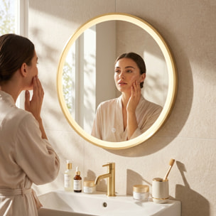 Miroir LED rond 60 cm avec cadre doré et capteur tactile SAT (SATZLED60ZL)