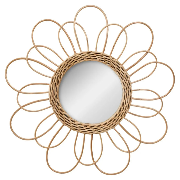 Miroir "Fleur" - rotin D38 cm